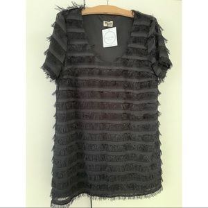 Demi black dress with fringe